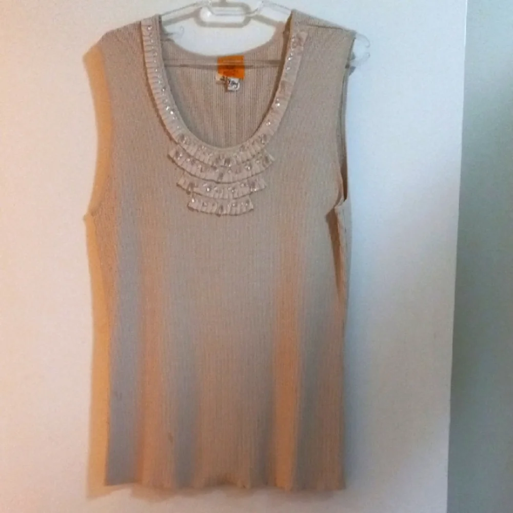 Ruby Rd. Embellished Tan Top Size 2X - Picture 1 of 5